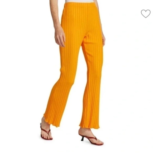 Simon Miller Rib Alder Wide Leg Cropped Pants in Cyrene Orange XS Stretch Comfy - Picture 5 of 10